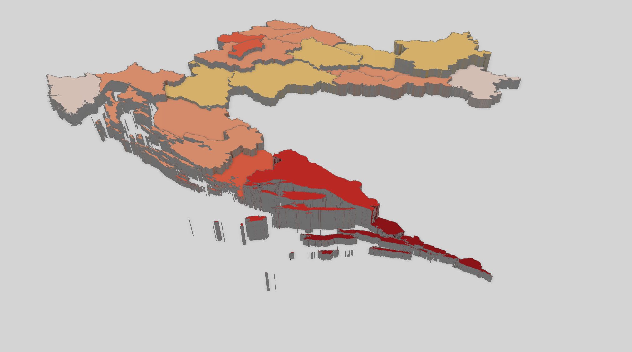 3D map of Croatia used in the EARS project