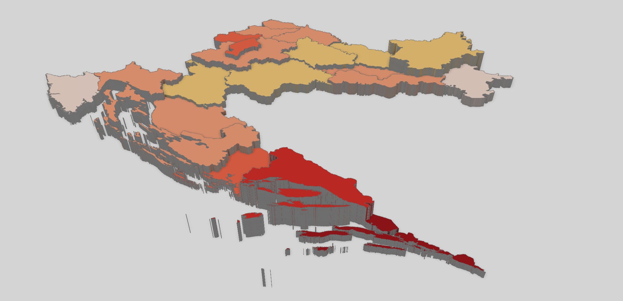 3D map of Croatia used in the EARS project